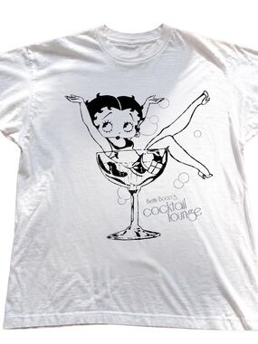 Betty Boop White Graphic Tee - Cocktail Lounge Print